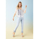 OMG Pull-On Straight Leg with Scalloped Fringe Bottom - Light Denim