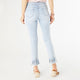 OMG Pull-On Straight Leg with Scalloped Fringe Bottom - Light Denim