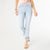 OMG Pull-On Straight Leg with Scalloped Fringe Bottom - Light Denim