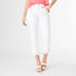 OMG ZoeyZip Straight Leg Crop with Bottom Fringe - Crisp White