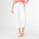 OMG ZoeyZip Straight Leg Crop with Bottom Fringe - Crisp White