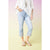 EverStretch Straight Leg Capri with Floral Embroidery - Light Denim