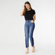 EverStretch Straight Leg Crop with Dark Wash Inset - Dark Denim