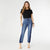 EverStretch Straight Leg Crop with Dark Wash Inset - Dark Denim