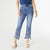 EverStretch Straight Leg Crop with Slant Bottom Embroidery - Medium Denim