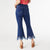 EverStretch Flare Crop with Scalloped Bottom Fringe - Indigo Dark Denim