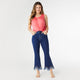 EverStretch Flare Crop with Scalloped Bottom Fringe - Indigo Dark Denim