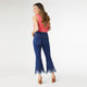 EverStretch Flare Crop with Scalloped Bottom Fringe - Indigo Dark Denim