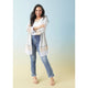 EverStretch Straight Leg Ankle with Crossover Fringe - Medium Denim