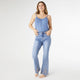 EverStretch Flare with Hand Bead Embroidered Scalloped Bottom - Medium Denim