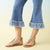 Bambu Soft Flare Capri with Fringe Bottom - Medium Denim