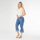 Bambu Soft Flare Capri with Fringe Bottom - Medium Denim