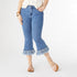 Bambu Soft Flare Capri with Fringe Bottom - Medium Denim