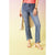 Bambu Soft Flare with Fringe Notched Bottom and Rhinestones - Dark Denim