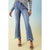 Bambu Soft Flare with Fringe Notched Bottom and Rhinestones - Dark Denim