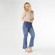 Bambu Soft Flare with Fringe Notched Bottom and Rhinestones - Dark Denim