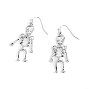 Halloween Earrings - Silver Skeleton - Silver