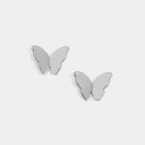 Butterfly Stud Earrings - Silver - Silver