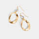 Hammered Twisted Oval Earring - Gold