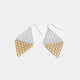 Mixed Metal Textured Diamond Shape Earring - Mixed Metal