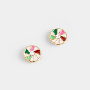 Peppermint Pinwheel Stud - Multicolored