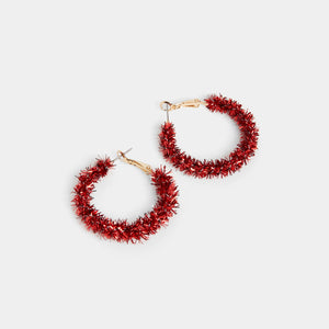 Holiday Tinsel Hoop - Red