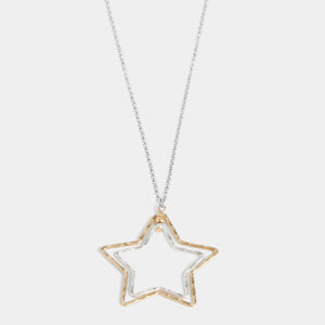 Whispers Hammered Star Necklace - Mixed Metal