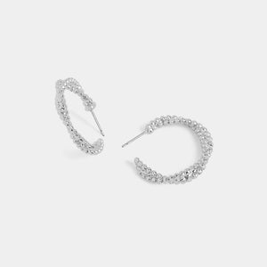 Whispers Chain Twist Hoop Earrings - Silver