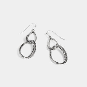 Whispers Double Oblong Coil Earrings - Silver