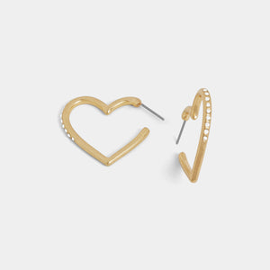 Whispers Bling Heart Hoop Earrings - Gold