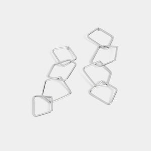 Whispers Stylish Geometric Dangle Earrings - Silver