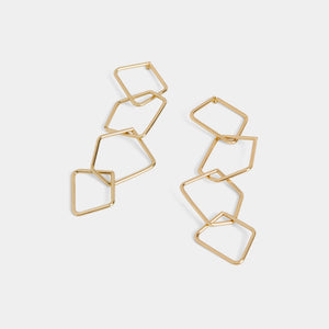 Whispers Stylish Geometric Dangle Earrings - Gold