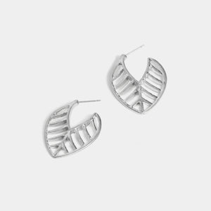 Whispers Pointed Leaf Hoop Earrings - Silver