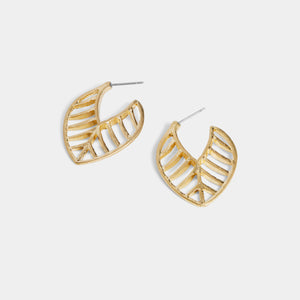 Whispers Pointed Leaf Hoop Earrings - Gold