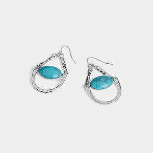 Whispers Hammered Frame Bead Teardrop Earrings - Silver