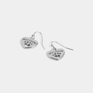 Whispers Best Friend Love Dangle Earrings - Silver