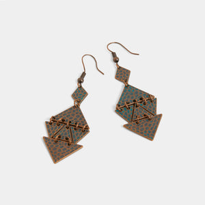 Whispers Rustic Triangle Dangles Earrings - Bronze