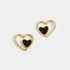 Double Heart Stud Earrings - Gold