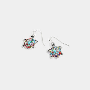 Whispers Bedazzled Turtle Dangle Earrings - Silver