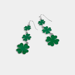 Whispers Enamel Clovers Dangle Earrings - Green